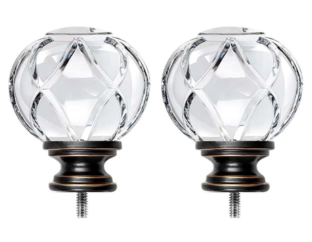 Kamanina Crystal Netted Texture Curtain Rod Finials Bronze